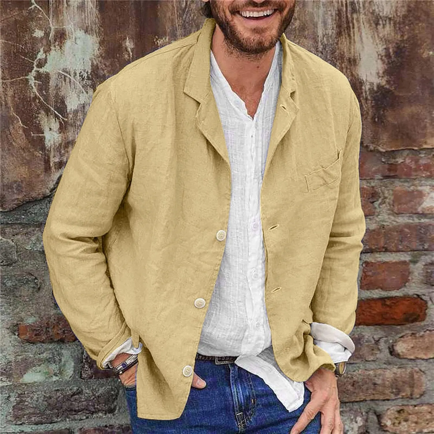 ZYXTIM Men's Casual Blazer Sport Coat Long Sleeve Button Down Lightweight Slim Casual Business Work Jackets Coat Plus Size